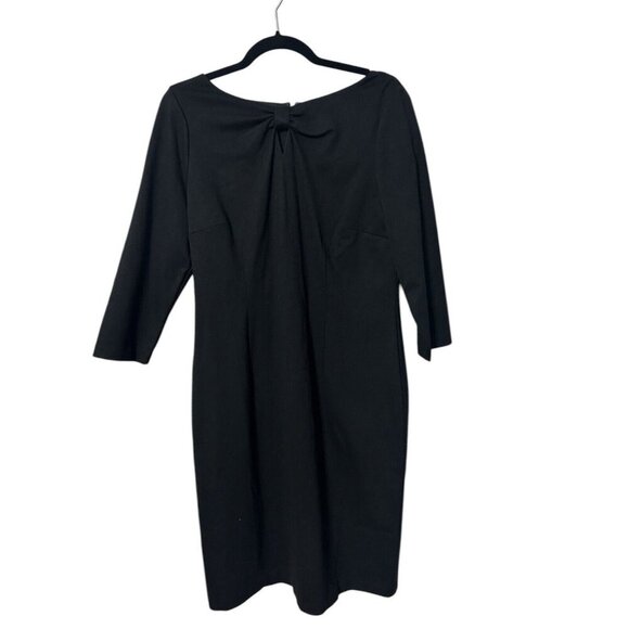 Talbots Black 3/4 Sleeve Keyhole Bow Front Sheath Dress 10 - Picture 1 of 6